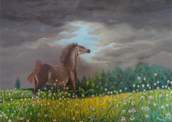 Paard in de wei